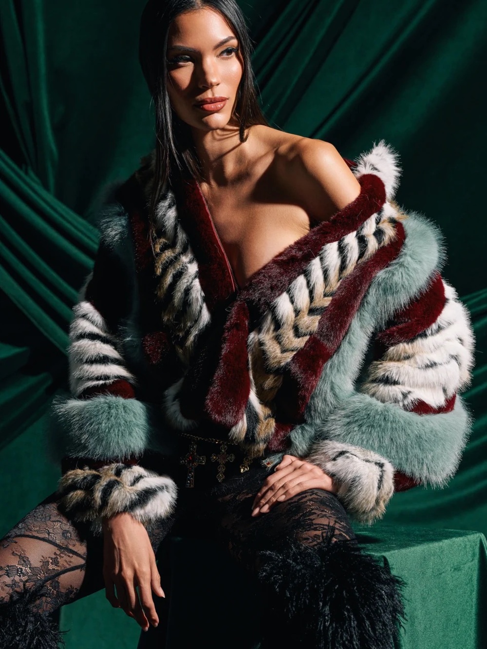 Akira HAVE IT ALL PANELED FUR COAT small